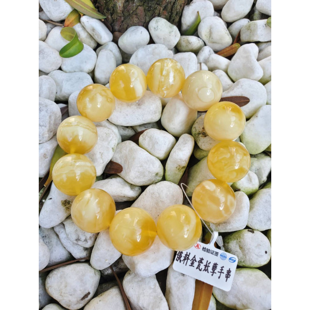 眼緣坊 收藏級 犒賞自己 天然 俄羅斯一級料 蜜蠟 濃白溶洞 一線天 20mm+ 大珠 手串 手珠 手圍19公分屏東現貨