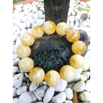 眼緣坊 收藏級 犒賞自己 天然 俄羅斯一級料 蜜蠟 濃白溶洞 一線天 20mm+ 大珠 手串 手珠 手圍19公分屏東現貨