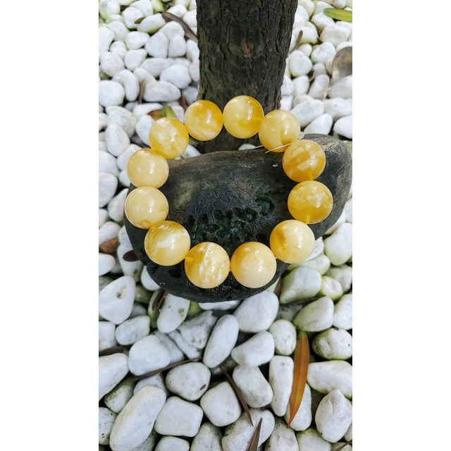 眼緣坊 收藏級 犒賞自己 天然 俄羅斯一級料 蜜蠟 濃白溶洞 一線天 20mm+ 大珠 手串 手珠 手圍19公分屏東現貨