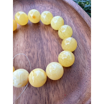 眼緣坊&時予鎏藏 天然 俄料 蜜蠟 濃白妖花 大珠 14.7mm 18手圍 手串 微微瑕性價比高 中國地大國檢證書編號13107 台灣現貨 屏東市現貨