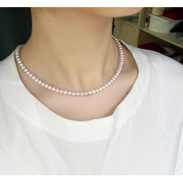 眼緣坊&時予鎏藏 小高貨 天然淡水珍珠項鍊 5mm+ 極光鏡面光澤 近正圓微微瑕 配S925純銀元寶扣 附高檔禮盒  對比3、4千品質  送禮自用 屏東市現貨