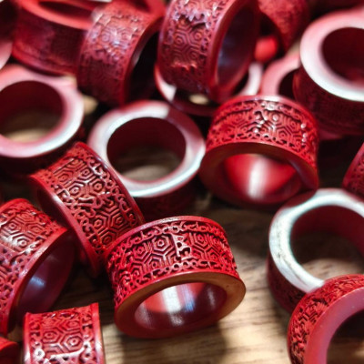 眼緣坊 天然 帝王砂 六字箴言 跑環 硃砂含量90% 回文 六字真言 屏東市 現貨 diy 雕刻 配飾 圈圈