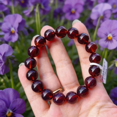 眼緣坊 天然緬甸 紫羅蘭 琥珀 12mm 16.5手圍 豐富紫杉醇 附中國國檢地大證書03394 台灣現貨 屏東市現貨