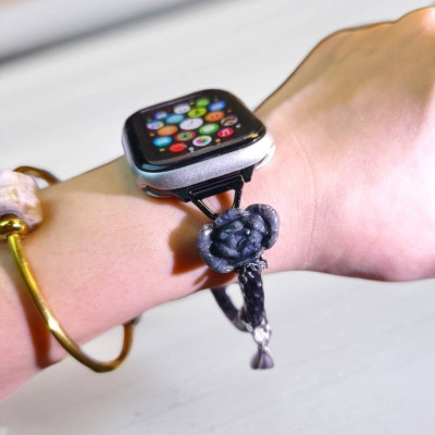 眼緣坊&時予鎏藏 天然 緬甸 翡翠 A貨 天然烏雞種 手工捶打紋半鐲+雕刻花牌 APPLE WATCH 錶帶 黑色系 可改手圍  屏東市現貨 #翡翠之美 #翡翠鑑定師 台灣現貨