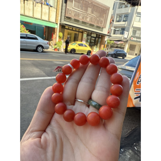 時予鎏藏&眼緣坊 天然 保山南紅 東山料 🈵紅🈵肉 超紅柿子 大尺寸 大手圍 圓珠 手串 2026紅起來📿 證書編號85674 領券再92折