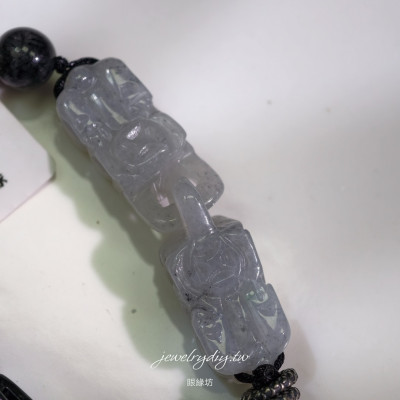 眼緣坊&時予鎏藏  《雙貅同守》天然翡翠 緬料水墨貔貅 夫妻款 手工雕刻 墨翠鏤空鍊條 附證書 招財 收藏/自用/贈禮