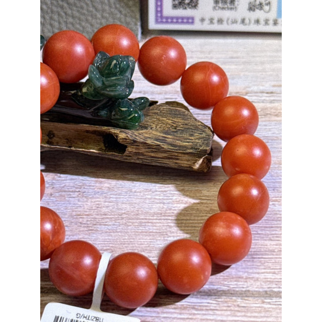 時予鎏藏&眼緣坊 天然 保山南紅 東山料 🈵紅🈵肉 超紅柿子 大尺寸 大手圍 圓珠 手串 2026紅起來📿 證書編號41065 領券再92折