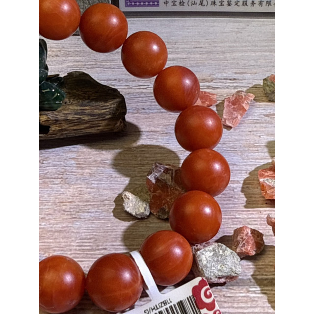 時予鎏藏&眼緣坊 天然 保山南紅 東山料 🈵紅🈵肉 超紅柿子 大尺寸 大手圍 圓珠 手串 2026紅起來📿 證書編號41066領券再92折