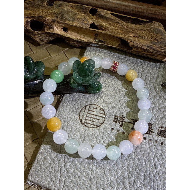 眼緣坊&時予鎏藏 天然 緬甸 翡翠 A貨 冰種 仙氣飄飄 多寶 手串 7.1mm 14手圍 台灣現貨 diy  高雄屏東