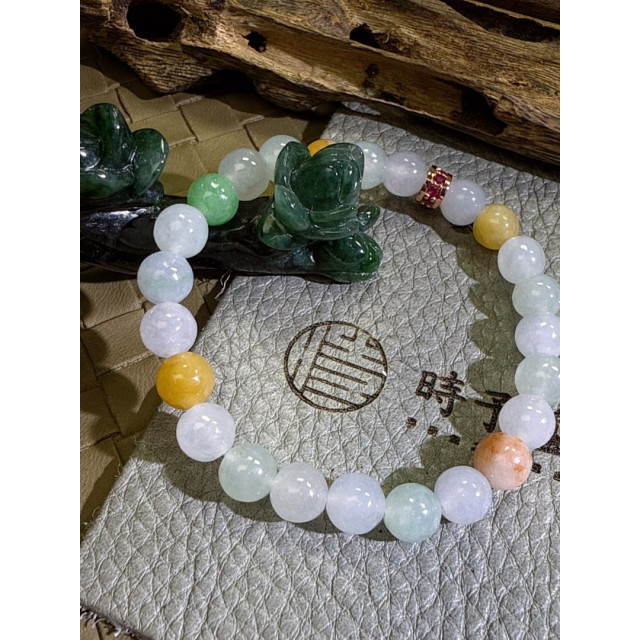 眼緣坊&時予鎏藏 天然 緬甸 翡翠 A貨 冰種 仙氣飄飄 多寶 手串 7.1mm 14手圍 台灣現貨 diy  高雄屏東