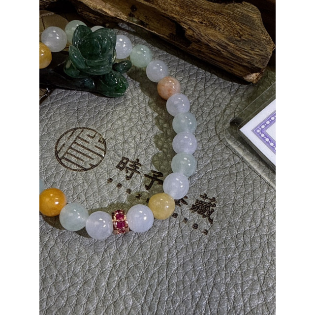 眼緣坊&時予鎏藏 天然 緬甸 翡翠 A貨 冰種 仙氣飄飄 多寶 手串 7.1mm 14手圍 台灣現貨 diy  高雄屏東