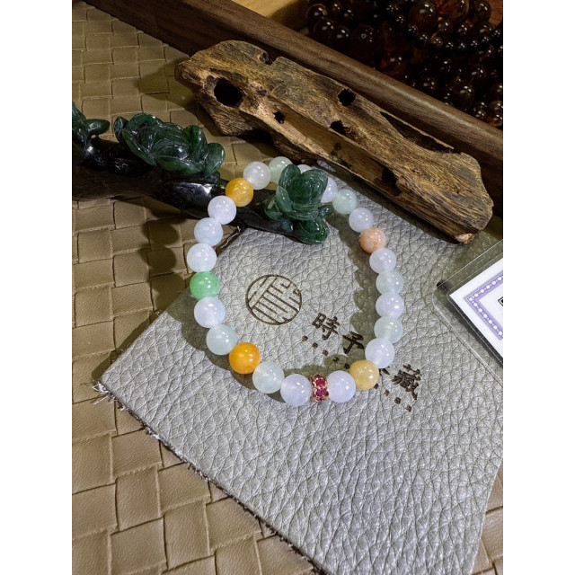 眼緣坊&時予鎏藏 天然 緬甸 翡翠 A貨 冰種 仙氣飄飄 多寶 手串 7.1mm 14手圍 台灣現貨 diy  高雄屏東