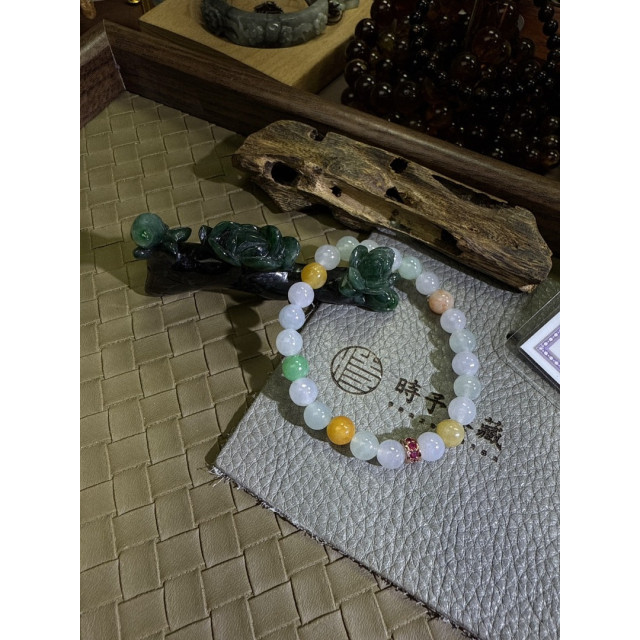 眼緣坊&時予鎏藏 天然 緬甸 翡翠 A貨 冰種 仙氣飄飄 多寶 手串 7.1mm 14手圍 台灣現貨 diy  高雄屏東