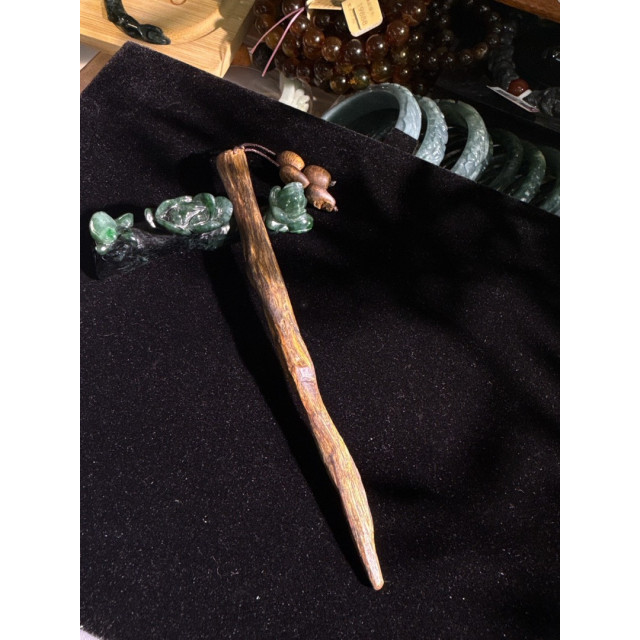 A款 眼緣坊&時予鎏藏 天然 奇楠 沉香 樹心 留疤 高油料 原木 髮簪 非人造壓油 香味甜中帶醇厚底蘊十足 屏東市現貨 棋楠