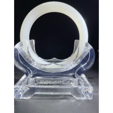 眼緣坊 天然 和田玉 冰白 飄雪花 57圈口 平安鐲 手鐲 玉鐲 避邪擋災祈福 附新疆中玉證書#705163 鳳山現貨