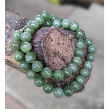 眼緣坊 天然 和田玉 貓眼 碧玉 9mm 圓珠 夾層料 肉細種好 項鍊 可繞手兩圈屏東現貨 證書3360