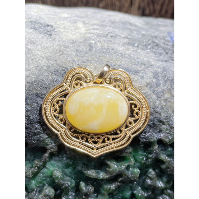 眼緣坊 天然 俄料 s925純銀 鑲嵌 白蠟 妖花 如意鎖 附地大證書 編號#04699/編號#04700 屏東現貨蜜蠟