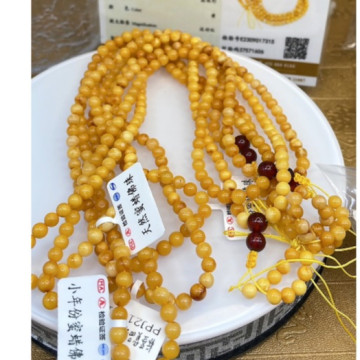 眼緣坊 天然 小年份 蜜蠟 佛珠 近全品 油潤 108顆 珠鍊 小咪珠 圓珠 長鏈 項鍊 diy 寶寶鏈 鎖骨鏈鳳山現貨