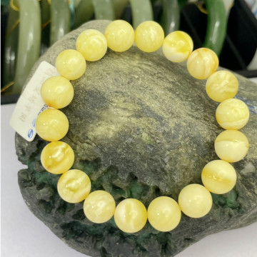 眼緣坊 天然 高貨 俄料 蜜蠟 11mm 14.33g 滿濃白花蠟帶瓷白 溶洞 妖花 編號14877 鳳山現貨附地大證書