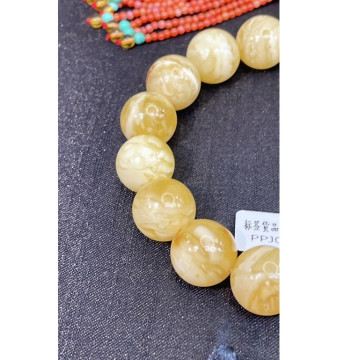 小姐姐帶回家囉~母親節特惠 眼緣坊 天然 小高貨 俄料 蜜蠟 手串 30.89g 蜜滿蠟實奶白奶白 鳳山現貨