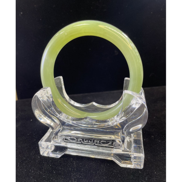 眼緣坊 特特價！天然 和田玉 玉鐲 晴水帶翠 手鐲 避邪擋災祈福 請上YT看影片 鳳山現貨 附新疆中玉證書#705152