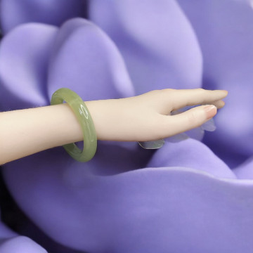 眼緣坊 天然 和田玉 冰膠感 茶晴水 53圈口 手鐲 玉鐲 避邪擋災祈福 附新疆中玉證書#904954 鳳山現貨