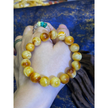 眼緣坊 特價 天然 俄料 火山口料 蜜蠟焦皮 妖花 沁色 俏色 花蠟 證書編號06865 輕搓松香味濃 手串 鳳山現貨