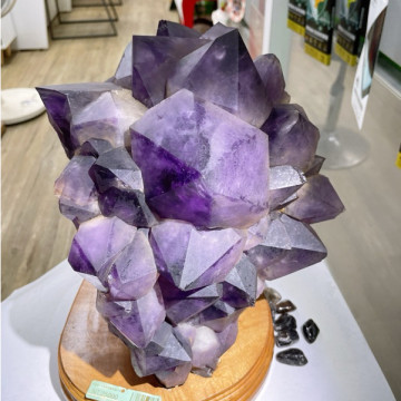 眼緣坊 稀有！收藏級 天然 剛果 紫水晶 骨幹 大牙 花 紫水晶大花 10公斤 附底座 天然無拋光 屏東現貨 合眼緣的來