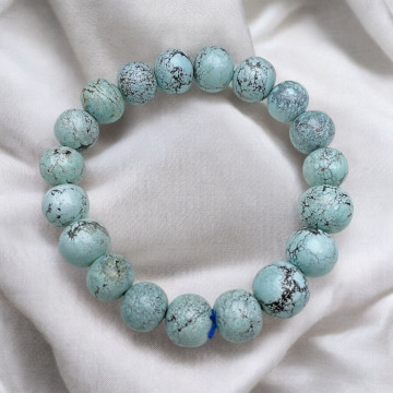 眼緣坊 天然 湖北原礦綠松 綠松石 天空藍 蛛網紋  蘋果珠 11～12mm 6mm+ 8mm+ 手串 鳳山現貨 diy