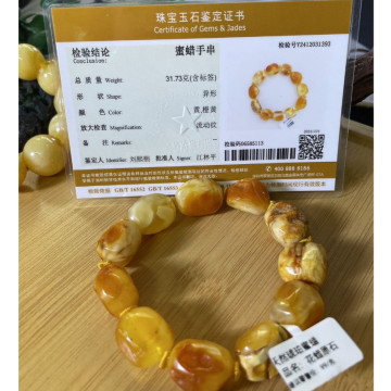 眼緣坊 天然 俄料 花蠟 原石 手串 隨形 蜜蠟 蜜滿蠟實 松香味超濃郁 輕搓盤串都能聞到 約15～16mm