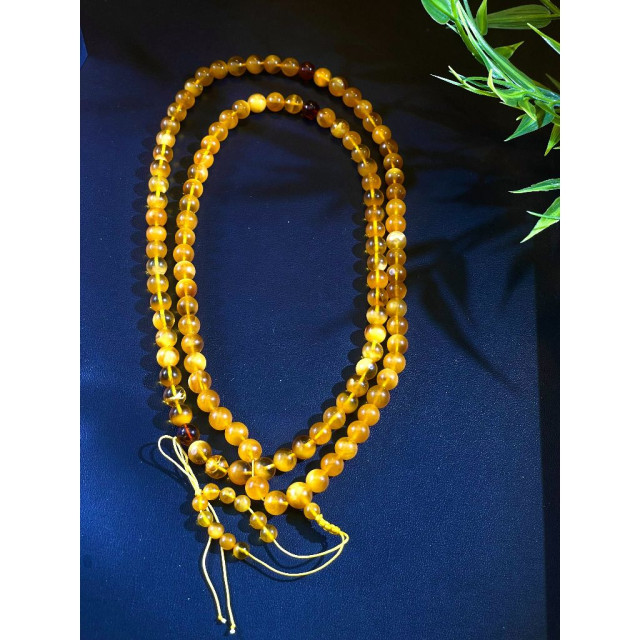 眼緣坊 天然 丹麥 雞油紅 半蜜半珀 8mm 佛珠 增業 108顆 附中國國檢地大證書編號34917 鳳山現貨