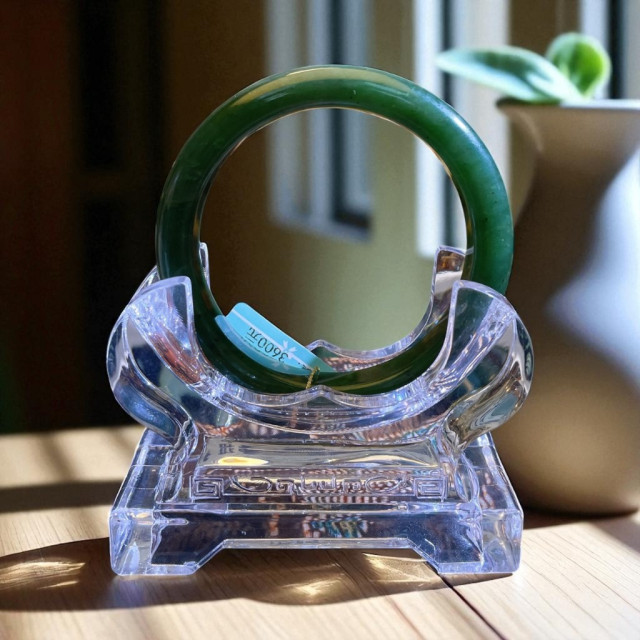 特價！眼緣坊 天然 和田玉 碧玉 平安鐲 56圈口 證書編號65515 寬度11.6*9.1mm 屏東現貨 diy